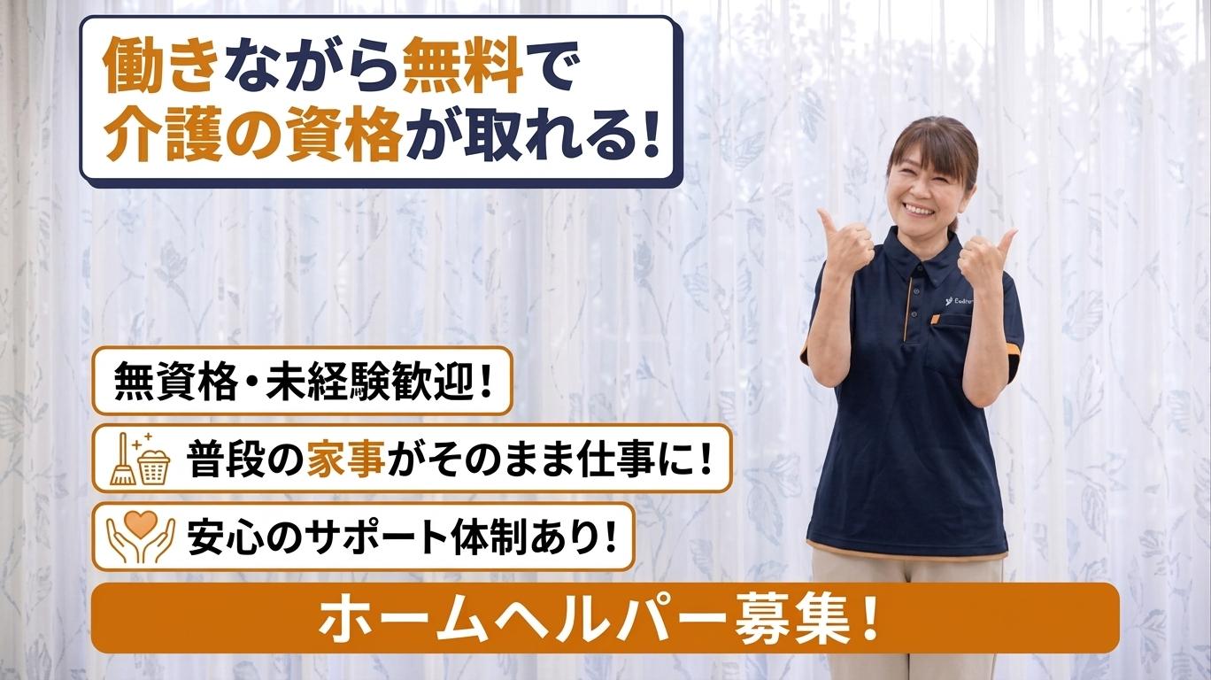期間限定!働きながら無料で介護資格を取得◎