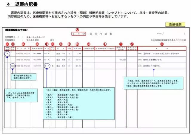 返戻内訳書